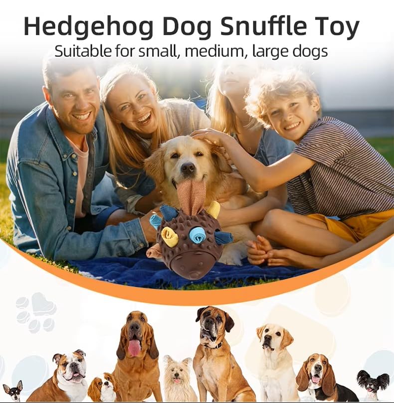 Indestructible Dog Toy, For Aggressive Chewers, Interactive Treat Dispenser, TPR Rubber Chew Toy, Non-Toxic Textured Surface, Hedgehog-Shaped Durable Toy, Strong Puppy Toy, Small Medium Large Dog