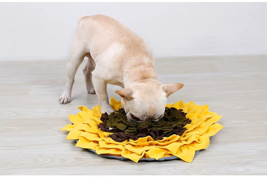Sunflower Shaped Slow Feeder stylish Snuffle Mat Solid Pattern Felt Pet Training Pad for Cat and Dog Training